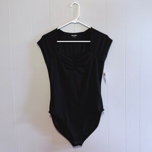 Old Navy Black Ribbed Double Layer Cinched Bodysuit Size Medium NWT!